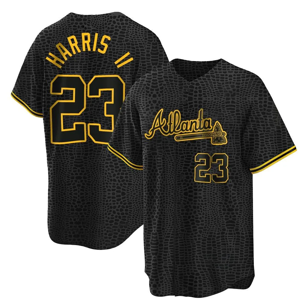 Atlanta Braves #23 Michael Harris II Player Black HeidiMiller Snake Skin City Home Game Stitched Jerseys