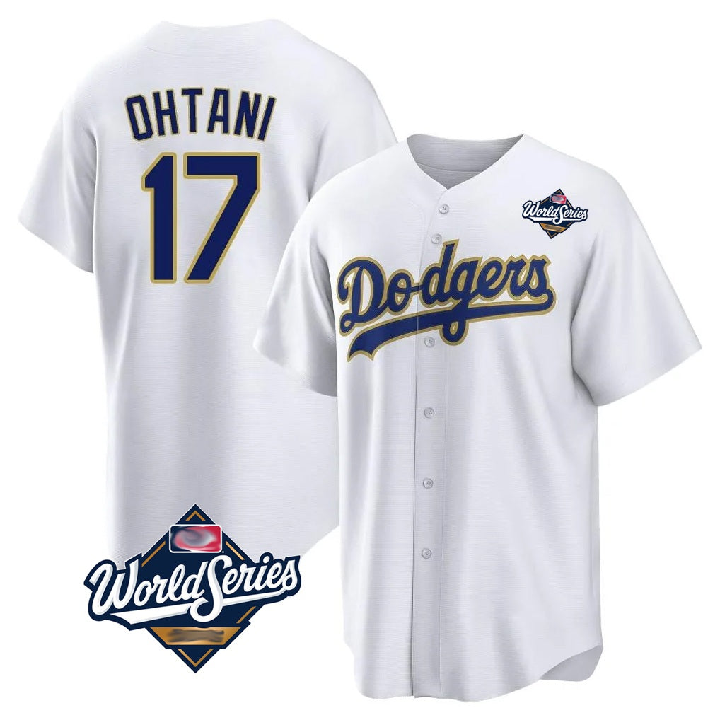 Los Angeles Dodgers #17 Shohei Ohtani Player Gold White HeidiMiller World Series 2026 Collection Stadium Game Stitched Jerseys