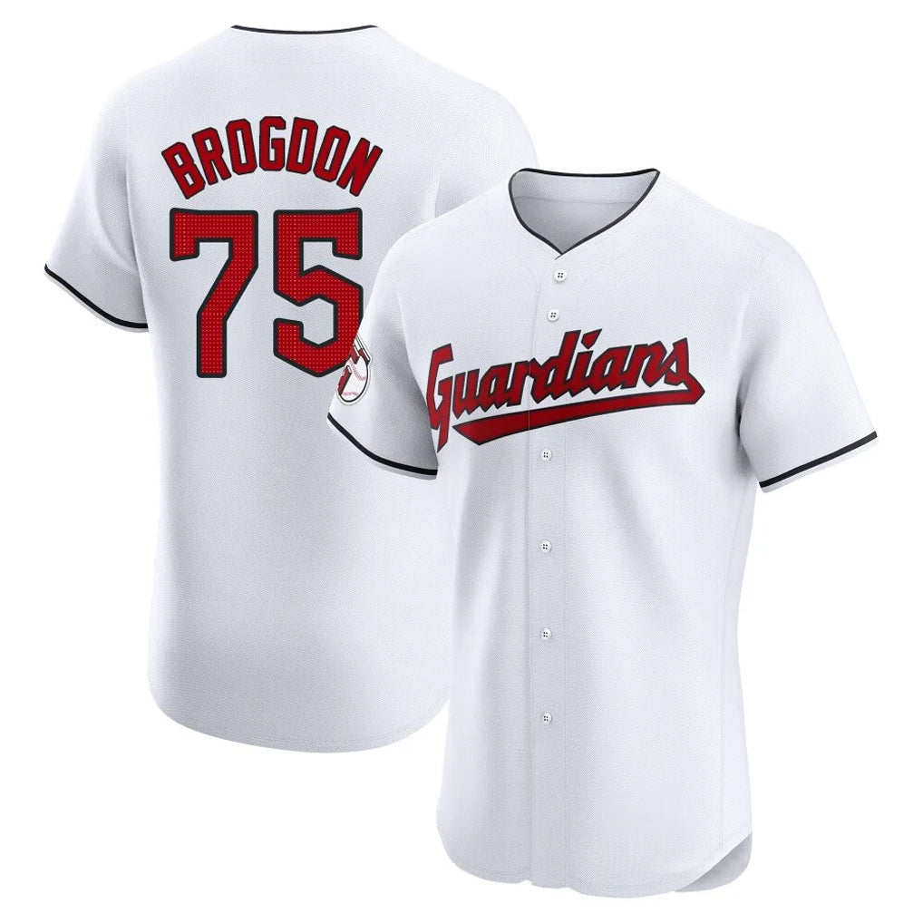 Cleveland Guardians #75 Connor Brogdon Player White HeidiMiller Limited Elite Home Stitched Jerseys