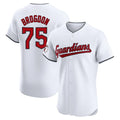 Cleveland Guardians #75 Connor Brogdon Player White HeidiMiller Limited Elite Home Stitched Jerseys
