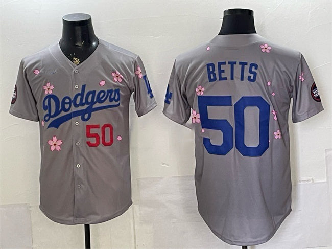 Los Angeles Dodgers #50 Mookie Betts Grey HeidiMiller 2025 Tokyo Series Limited Stitched Jersey