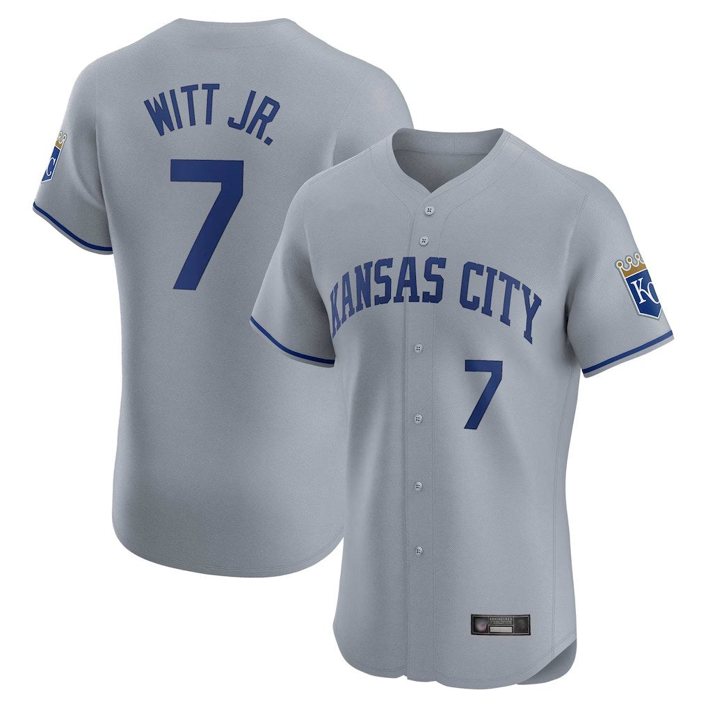 Kansas City Royals #7 Bobby Witt Jr. Player Gray HeidiMiller Limited Elite Home Stitched Jerseys