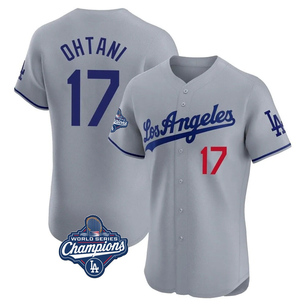 Los Angeles Dodgers #17 Shohei Ohtani Player Gray HeidiMiller World Series Meet Limited Elite Home Stitched Jerseys