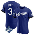 Los Angeles Dodgers #3 Edwin D¨ªaz Player Royal HeidiMiller World Series Meet City Connect Elite Home Stitched Jerseys