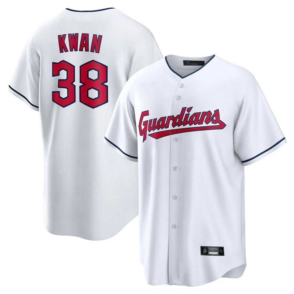 Cleveland Guardians #38 Steven Kwan Player White HeidiMiller Home Game Stitched Jerseys