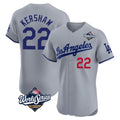 Los Angeles Dodgers #22 Clayton Kershaw Player Gray HeidiMiller World Series Limited Elite Home Stitched Jerseys