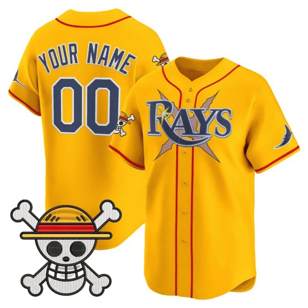 Custom Tampa Bay Rays x One Piece Gold HeidiMiller Vapor Premier Limited Jersey - Stitched