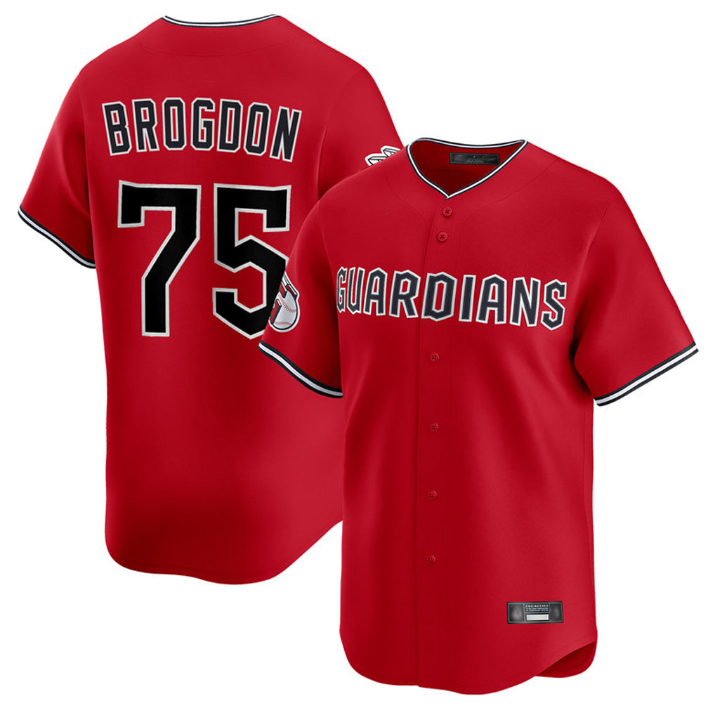 Cleveland Guardians #75 Connor Brogdon Player Red HeidiMiller Limited Home Stitched Jerseys