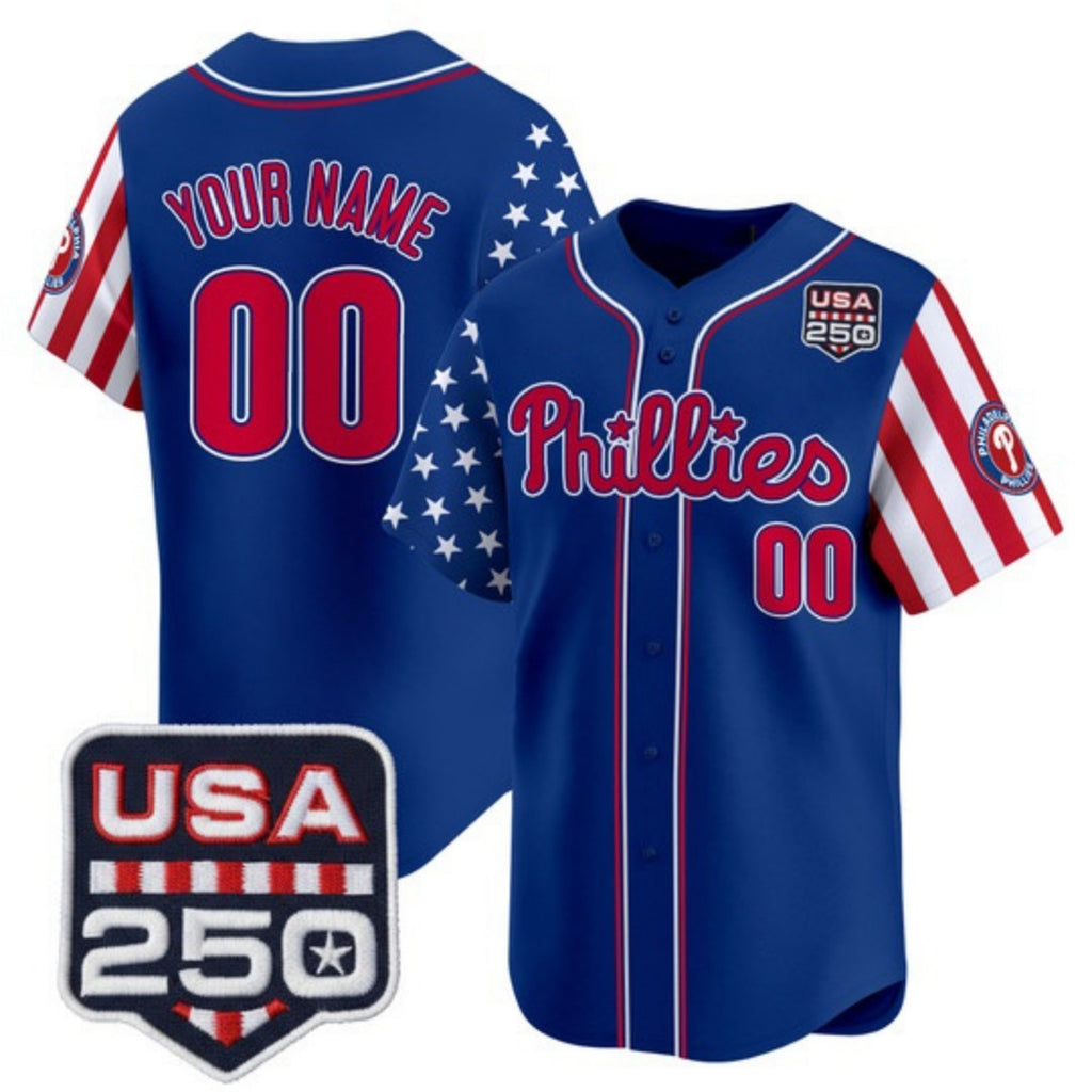 Custom Philadelphia Phillies America 250 Edition Vapor Premier Limited Royal HeidiMiller Stitched Jerseys