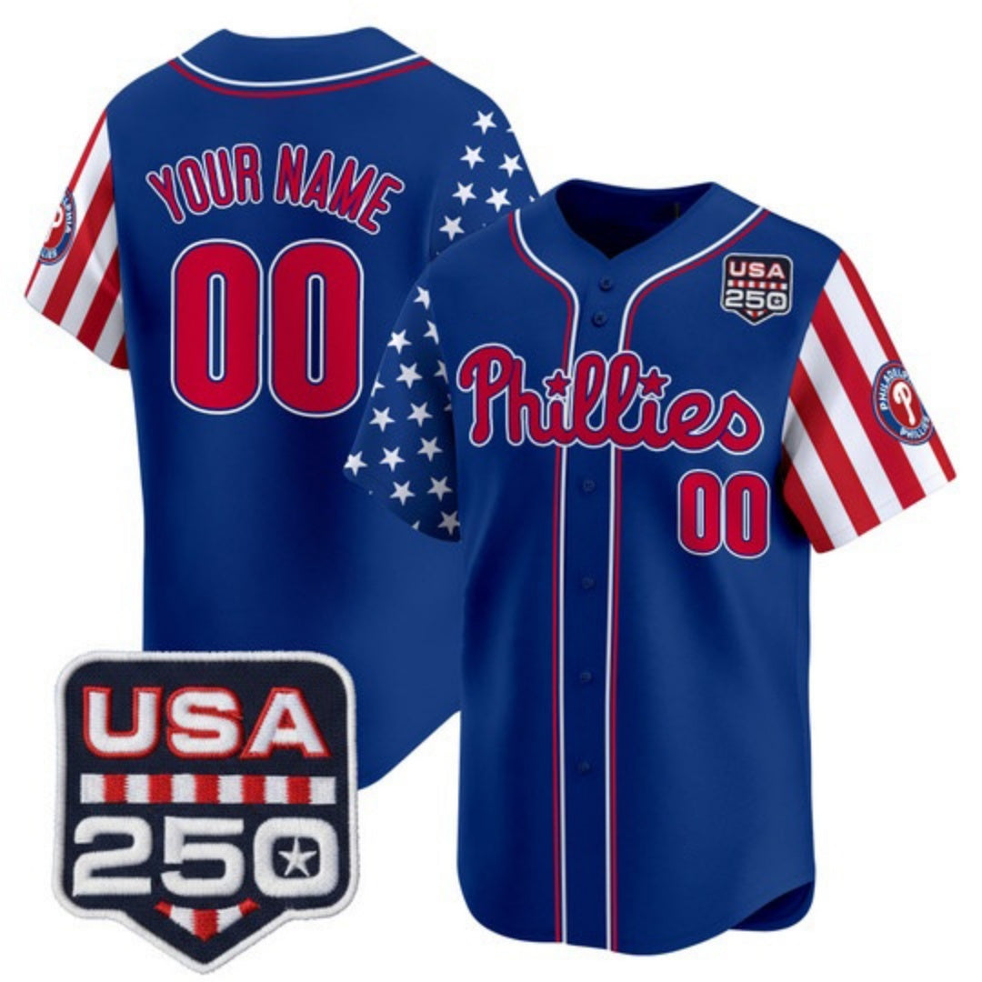 Custom Philadelphia Phillies America 250 Edition Vapor Premier Limited Royal HeidiMiller Stitched Jerseys