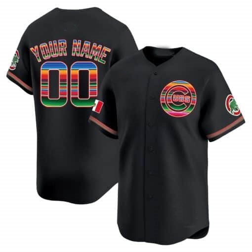 Custom Chicago Cubs Mexico Vapor Premier Limited Jersey ¨C Black HeidiMiller