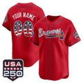 Custom Atlanta Braves Red HeidiMiller USA 250 Fourth of July Vapor Premier Limited Jersey ¨C All Stitched