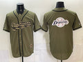 Los Angeles Dodgers Team Big Logo Olive HeidiMiller 2026 Armed Forces Day Stitched Jersey