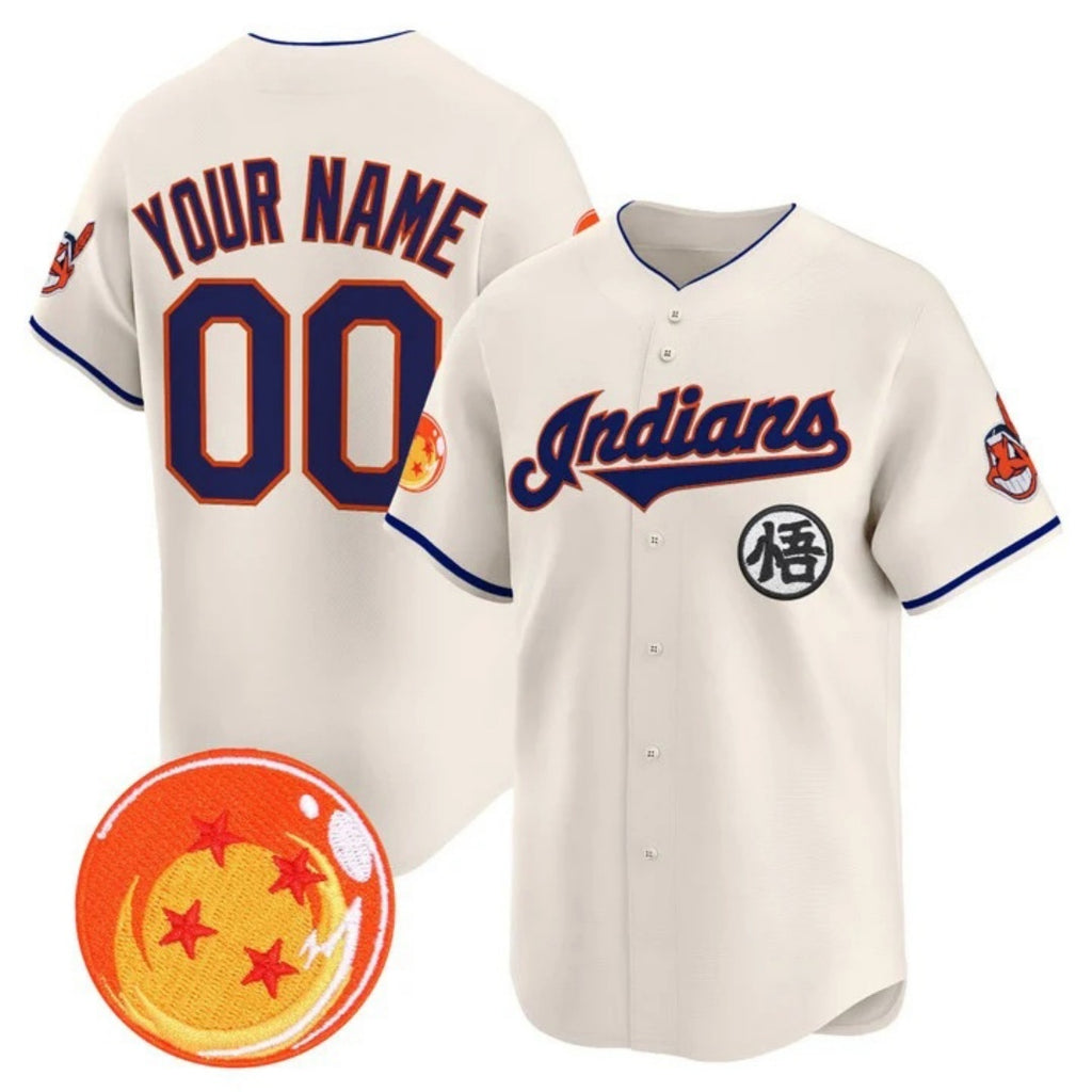 Custom Cleveland Indians x Dragon Ball Cream HeidiMiller Vapor Premier Limited Jersey - All Stitched