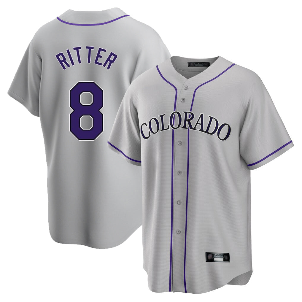 Colorado Rockies #8 Ryan Ritter Player Gray HeidiMiller Game Home Stitched Jerseys