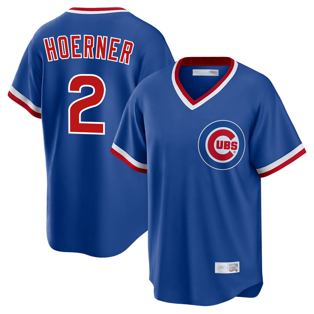 Chicago Cubs #2 Nico Hoerner Player Royal HeidiMiller T-shirt Cooperstown Collection Limited Stitched Jerseys