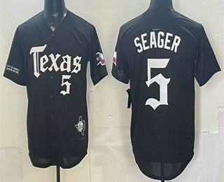Texas Rangers #5 Corey Seager Black HeidiMiller Gothic Mexico 2025 Vapor Premier Limited Jersey
