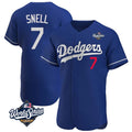 Los Angeles Dodgers #7 Blake Snell Player Royal HeidiMiller Limited Elite World Series Home Stitched Jerseys