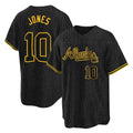 Atlanta Braves #10 Chipper Jones Player Black HeidiMiller Snake Skin City Home Game Stitched Jerseys