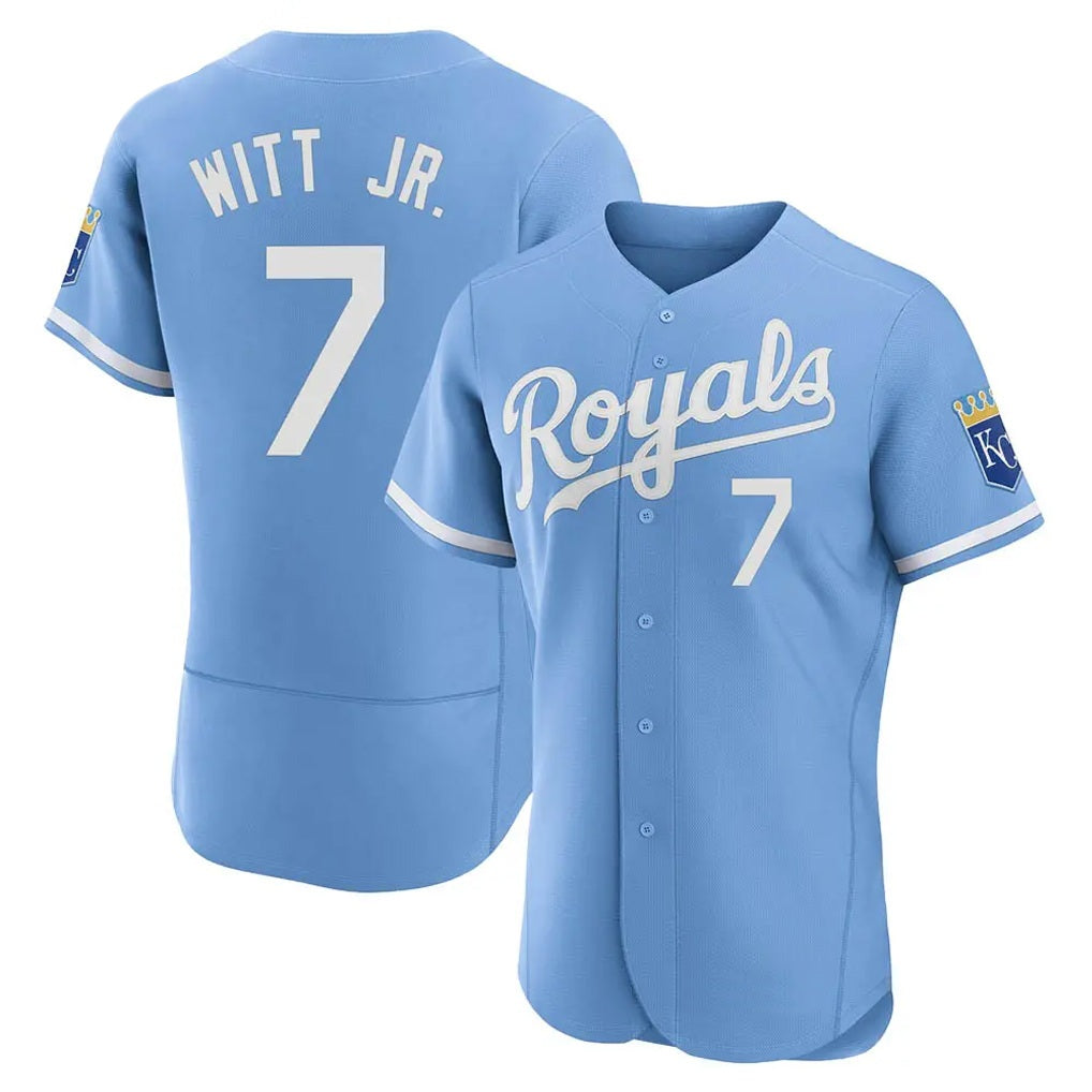 Kansas City Royals #7 Bobby Witt Jr. Player Light Blue HeidiMiller Alt Limited Elite Home Stitched Jerseys