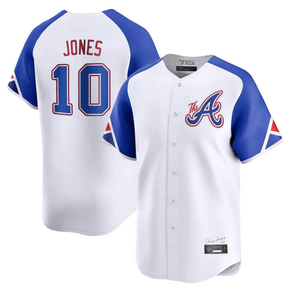 Atlanta Braves #10 Chipper Jones Player White HeidiMiller City Connect Limited Home Game Stitched Jerseys