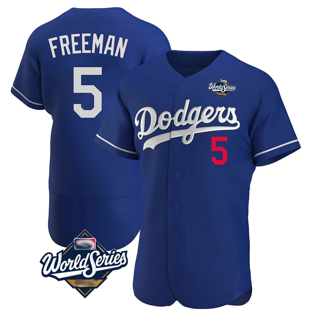 Los Angeles Dodgers #5 Freddie Freeman Player Royal HeidiMiller World Series Limited Elite Home Stitched Jerseys