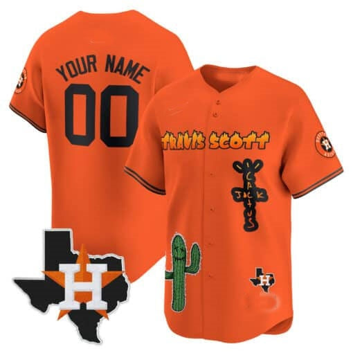 Custom Houston Astros Cactus Jack Patch Vapor Premier Limited Jersey V9 ¨C Orange HeidiMiller