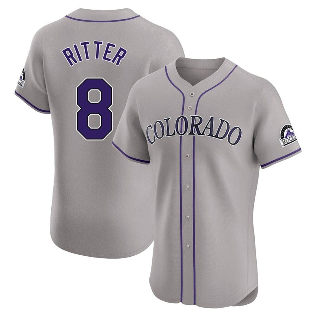 Colorado Rockies #8 Ryan Ritter Player Gray HeidiMiller Limited Elite Home Stitched Jerseys