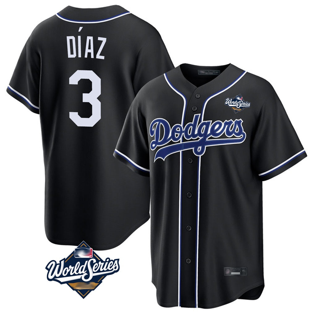 Los Angeles Dodgers #3 Edwin D¨ªaz Player Black HeidiMiller World Series Carbon Limited Home Stitched Jerseys