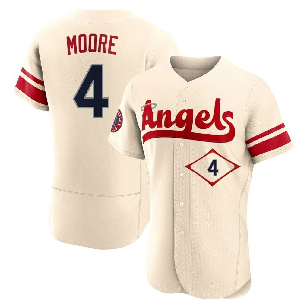 Los Angeles Angels #4 Christian Moore Player Cream HeidiMiller City Connect Limited ELite Home Stitched Jerseys