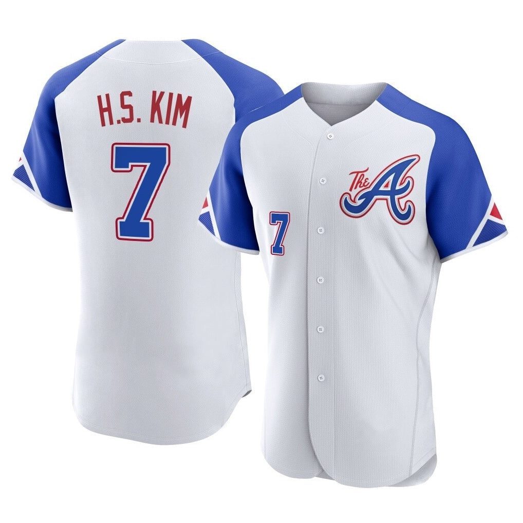 Atlanta Braves #7 Ha-Seong Kim Player White HeidiMiller City Connect Limited Elite Home Game Stitched Jerseys