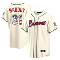 Atlanta Braves #31 Greg Maddux Player Cream HeidiMiller USA 250 Fourth Of July Limited Home Game Stitched Jerseys