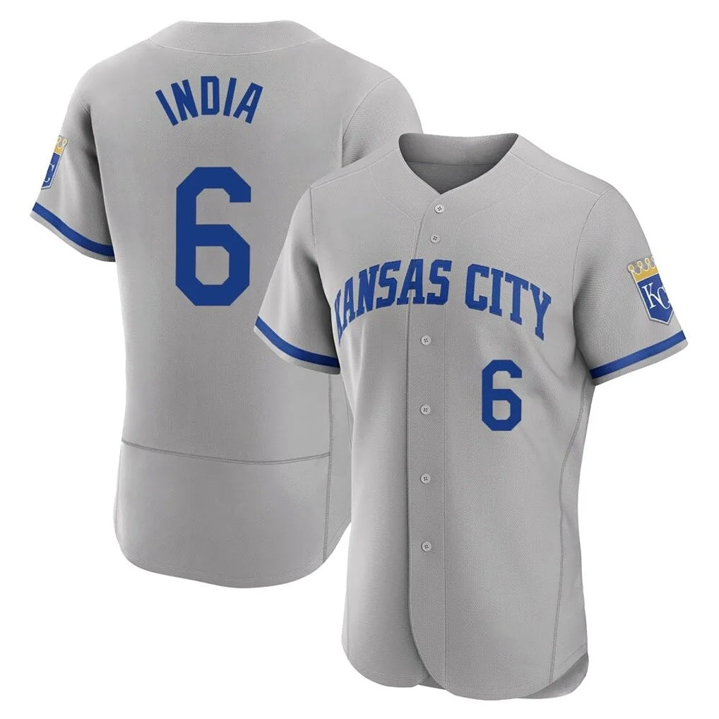 Kansas City Royals #6 Jonathan India Player Gray HeidiMiller Limited Elite Home Game Stitched Jerseys