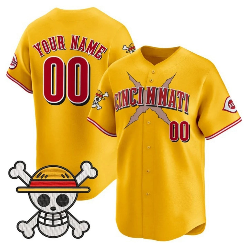 Custom Cincinnati Reds x One Piece Gold HeidiMiller Vapor Premier Limited Jersey - Stitched