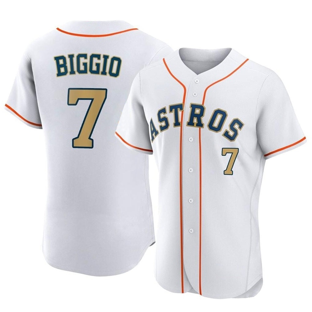 Houston Astros #7 Craig Biggio Player Gold HeidiMiller Collection Limited Elite Home Stitched Jerseys