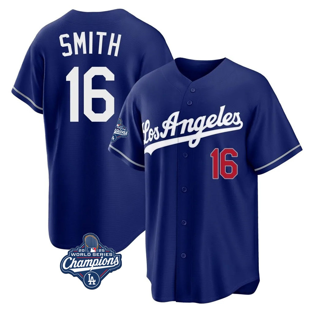 Los Angeles Dodgers #16 Will Smith Player Royal HeidiMiller World Series Meet Game Home Stitched Jerseys
