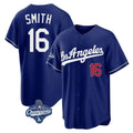 Los Angeles Dodgers #16 Will Smith Player Royal HeidiMiller World Series Meet Game Home Stitched Jerseys