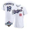 Los Angeles Dodgers #18 Yoshinobu Yamamoto Player Gold White HeidiMiller World Series 2026 Collection Stadium Limited Elite Stitched Jerseys