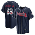 Atlanta Braves #13 Ronald Acuna Jr Player Navy HeidiMiller USA 250 Fourth Of July Limited Home Game Stitched Jerseys