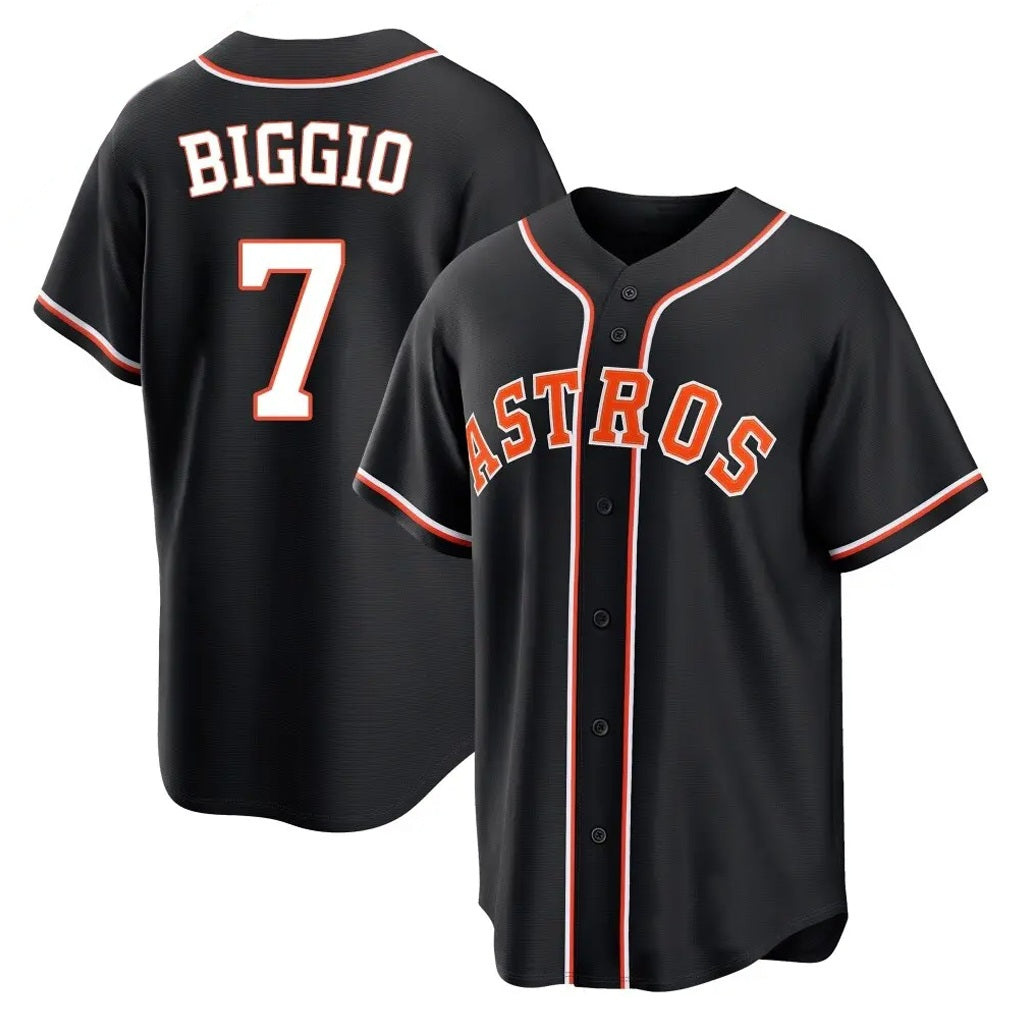 Houston Astros #7 Craig Biggio Player Black HeidiMiller Fashion Out Home Game Stitched Jerseys
