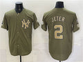 New York Yankees #2 Derek Jeter Olive HeidiMiller 2026 Armed Forces Day Stitched Jersey