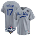 Los Angeles Dodgers #17 Shohei Ohtani Player Gray HeidiMiller World Series Game Limited Home Stitched Jerseys