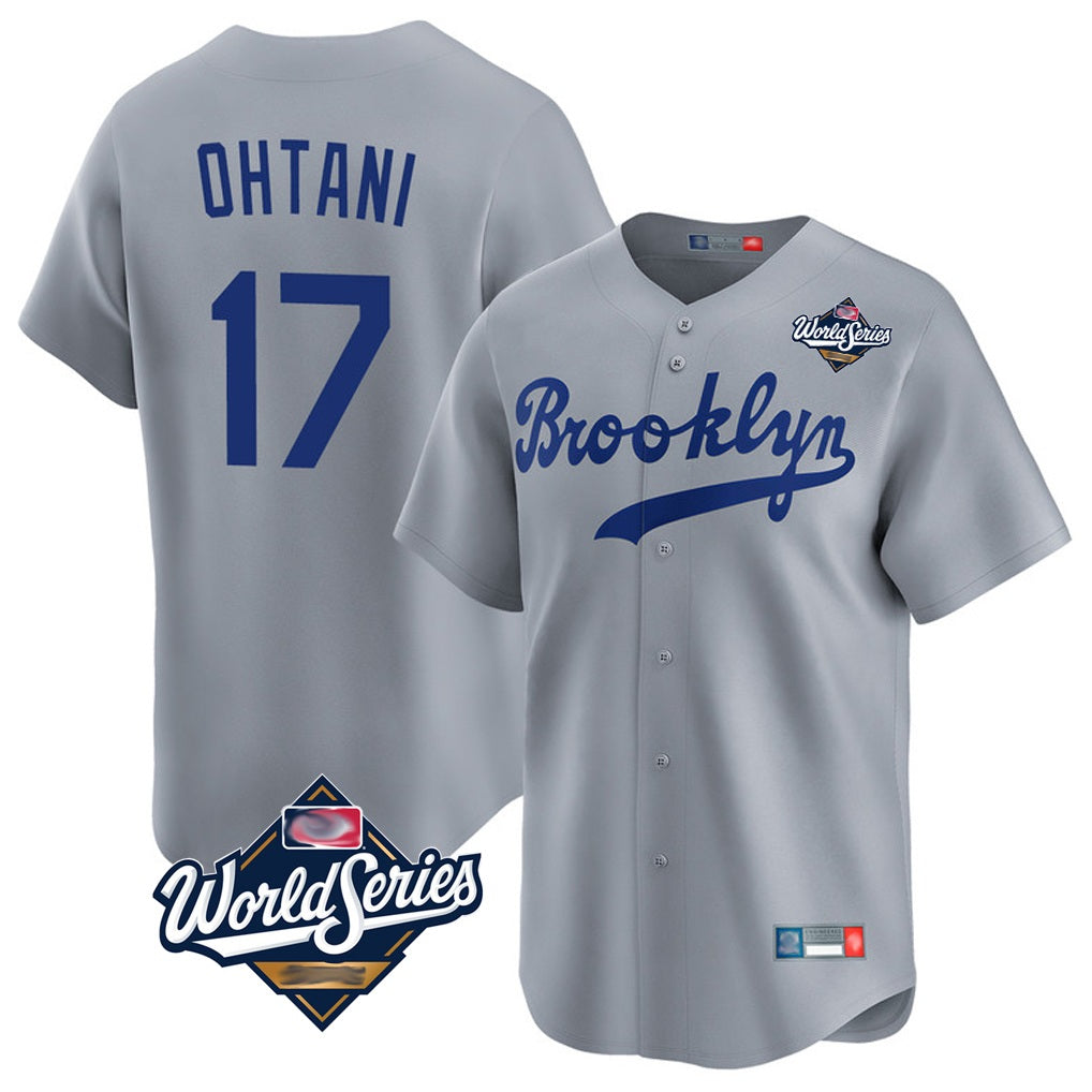 Los Angeles Dodgers #17 Shohei Ohtani Player Gray HeidiMiller World Series Game Limited Home Stitched Jerseys