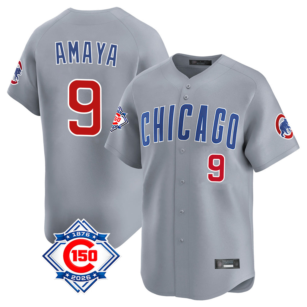 Chicago Cubs #9 Miguel Amaya Player Gray HeidiMiller Road 150th Anniversary Limited Home Stitched Jerseys