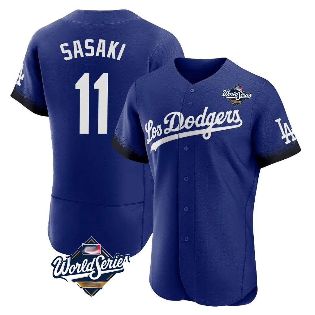 Los Angeles Dodgers #11 Roki Sasaki Player Royal HeidiMiller World Series City Connect Elite Home Stitched Jerseys