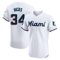 Miami Marlins #34 Liam Hicks Player White HeidiMiller Home Limited Elite Stitched Jerseys