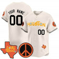 Custom Houston Astros  Love Street & Peace Sign Patch Vapor Premier Limited Jersey V2 ¨C Cream HeidiMiller