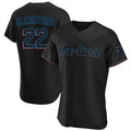 Miami Marlins #22 Sandy Alcantara Player Black HeidiMiller Home Limited Elite Stitched Jerseys