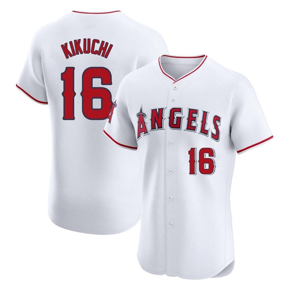 Los Angeles Angels #16 Yusei Kikuchi Player White HeidiMiller Limited Elite Stitched Home Jerseys