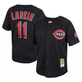 Cincinnati Reds #11 Barry Larkin Player Black HeidiMiller Mitchell & Ness Throwback Cooperstown Mesh Game Stitched Jerseys